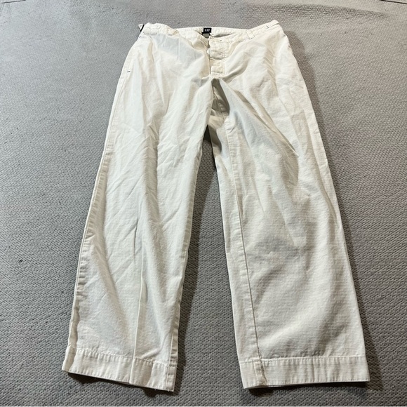 Gap Women’s White 100% Cotton Straight Leg Cargo Utility Pants Size 12 EUC - Picture 1 of 8